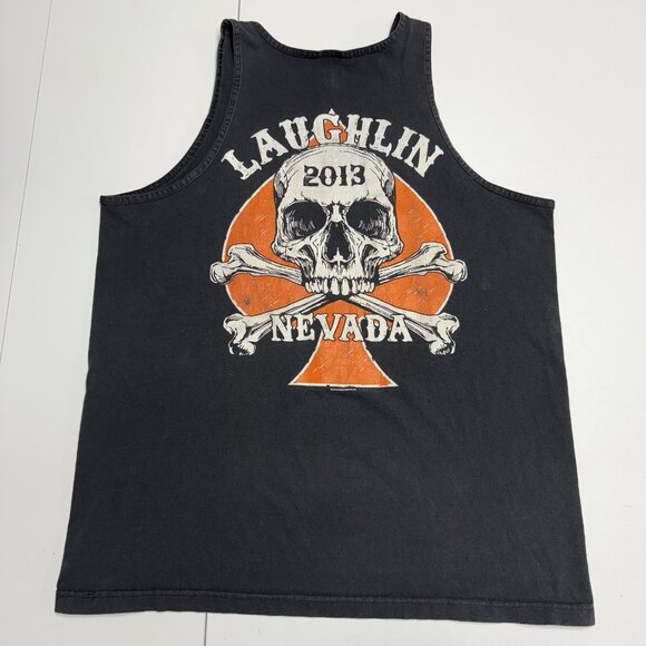 Laughlin Nevada Biker T Shirt Mens XL 23x29.5 Black Sleeveless Skull - Picture 1 of 11
